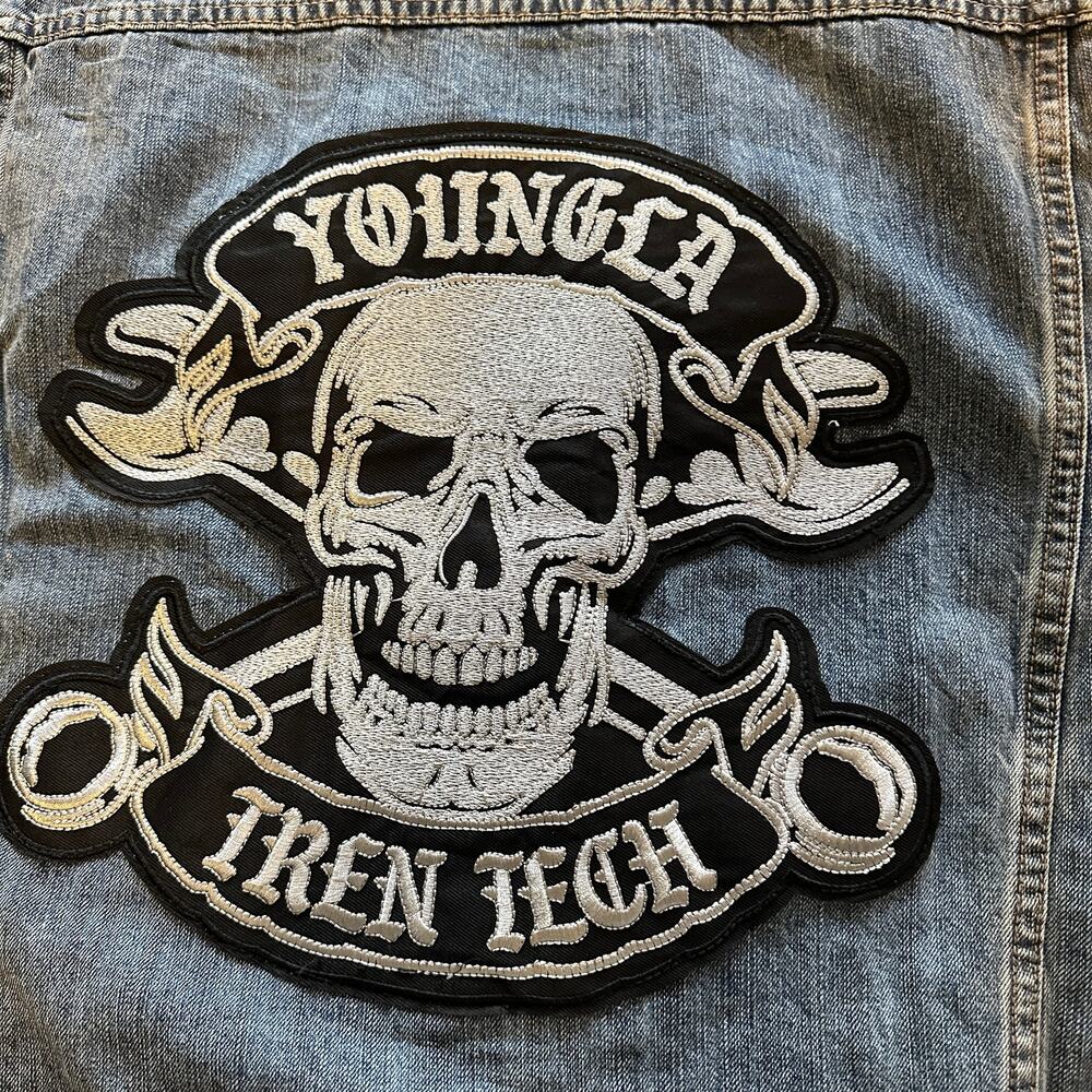 Men's YoungLA 5192 - Cars & Curls - Denim Vest, XL, NWT, BlueWash - Picture 4 of 10